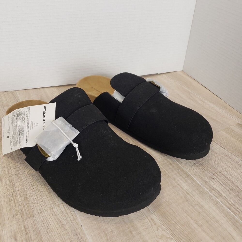 Amazon Essentials Buckle Black Comfort Clogs NWT Size 12